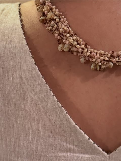 Shell and stone choker detail