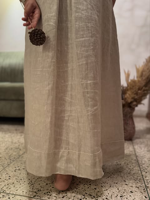 Natural beige linen dress